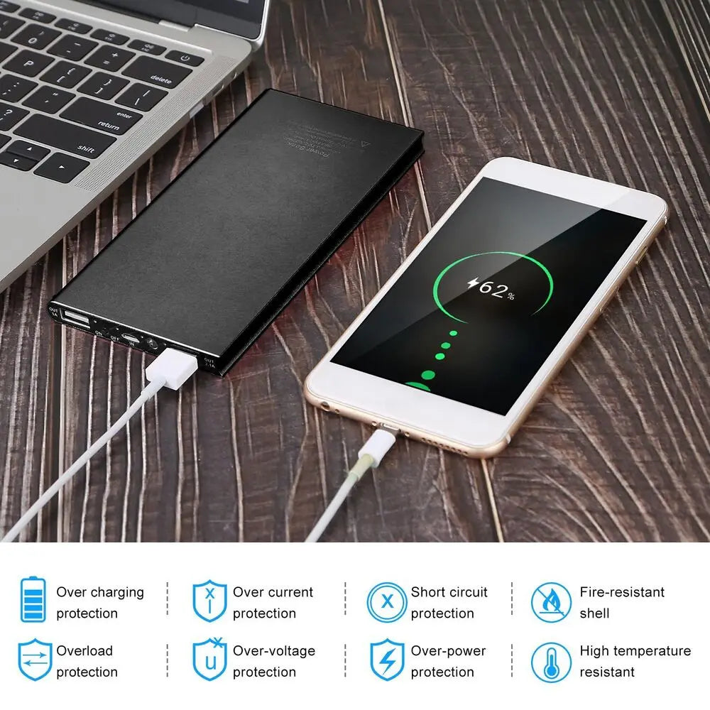 Batería Portátil 20000mAh con Linterna y Doble USB